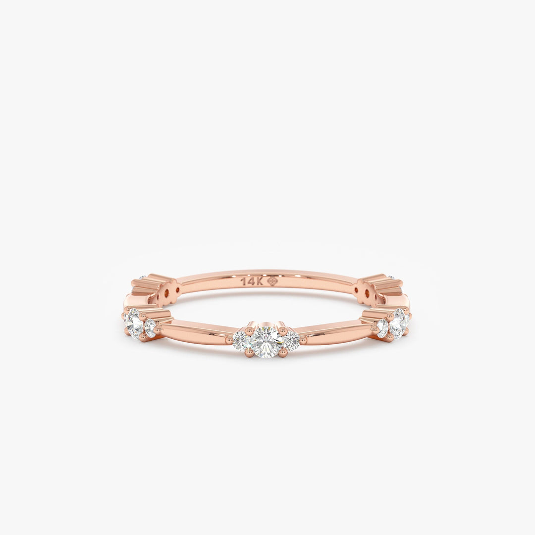 Round Cut Diamond Dainty Wedding Band for Women - Doozy Diamonds