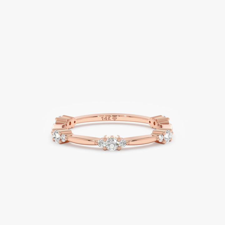 Round Cut Diamond Dainty Wedding Band for Women - Doozy Diamonds