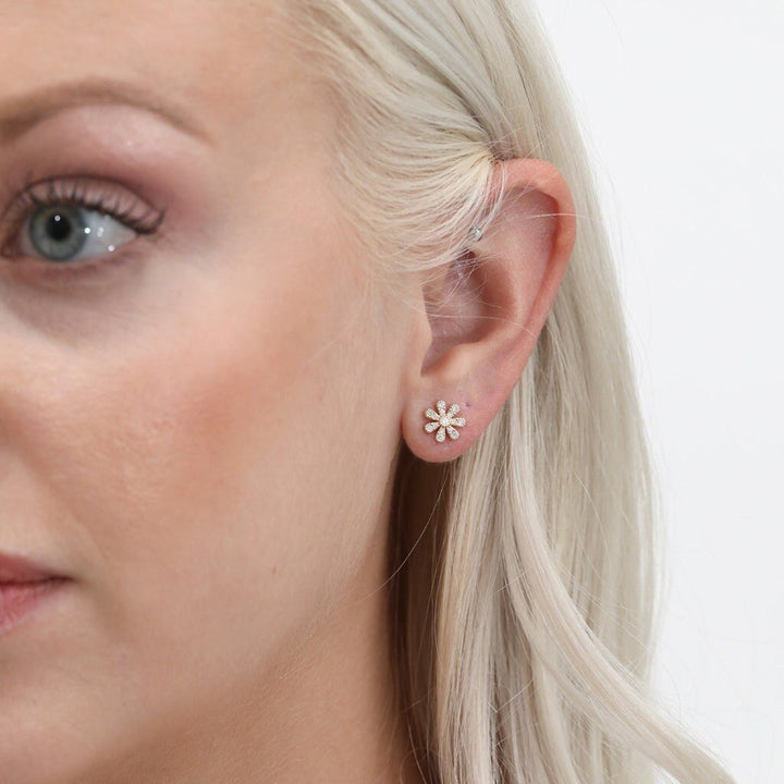 0.18CT Round Floral lab grown diamonds Stud Earrings For Women - Doozy Diamonds