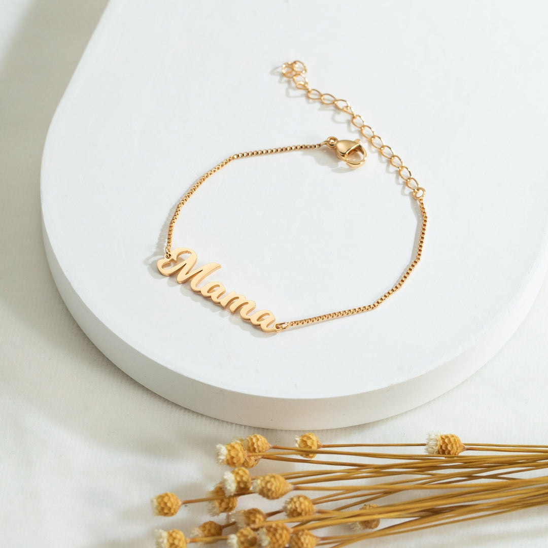 Custom Name 'Mama' Gold Bracelet for Mother's Day - Doozy Diamonds