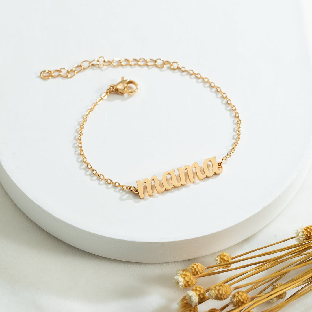 Custom Name 'Mama' Gold Bracelet for Mother's Day - Doozy Diamonds