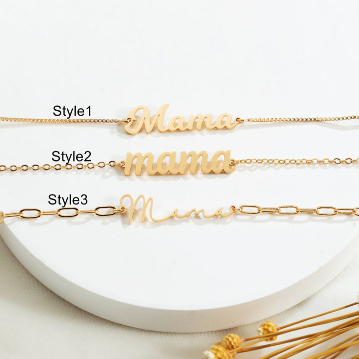 Custom Name 'Mama' Gold Bracelet for Mother's Day - Doozy Diamonds