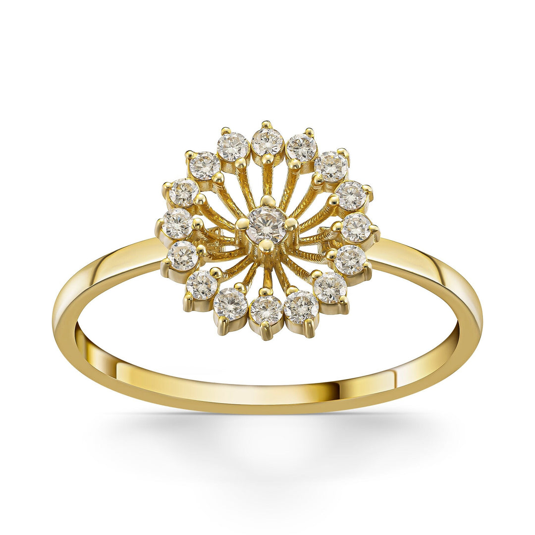 Round Cut Flower Diamond lab grown diamond Wedding Band in Gold - Doozy Diamonds