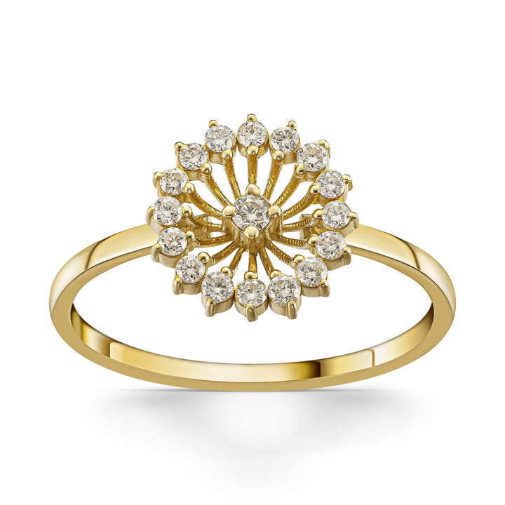 Round Cut Flower Diamond lab grown diamond Wedding Band in Gold - Doozy Diamonds