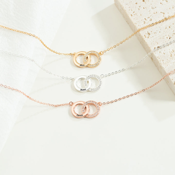 Round Cut Diamond Interlocking Circle Necklace for Her - Doozy Diamonds
