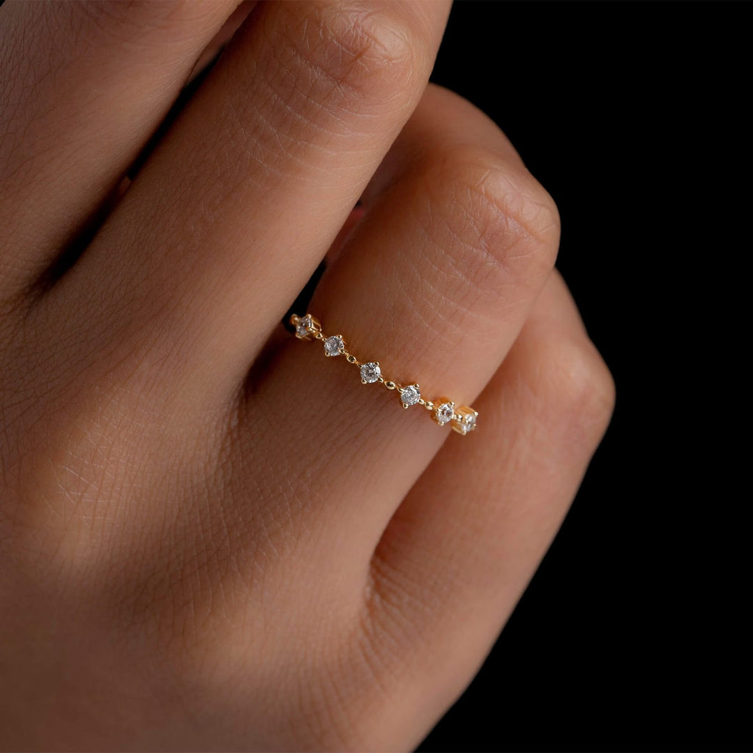 Round Cut Petite Pave Diamond lab grown diamond Wedding Band - Doozy Diamonds