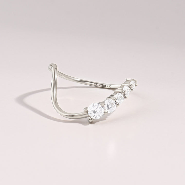 0.3CT Round Five Stone lab grown diamonds Wave Wedding Band - Doozy Diamonds