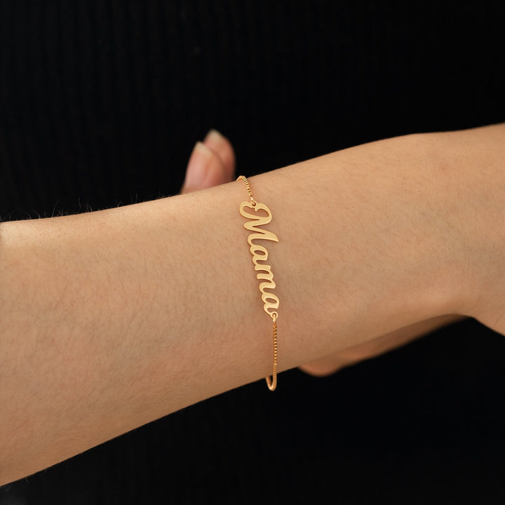 Custom Name 'Mama' Gold Bracelet for Mother's Day - Doozy Diamonds