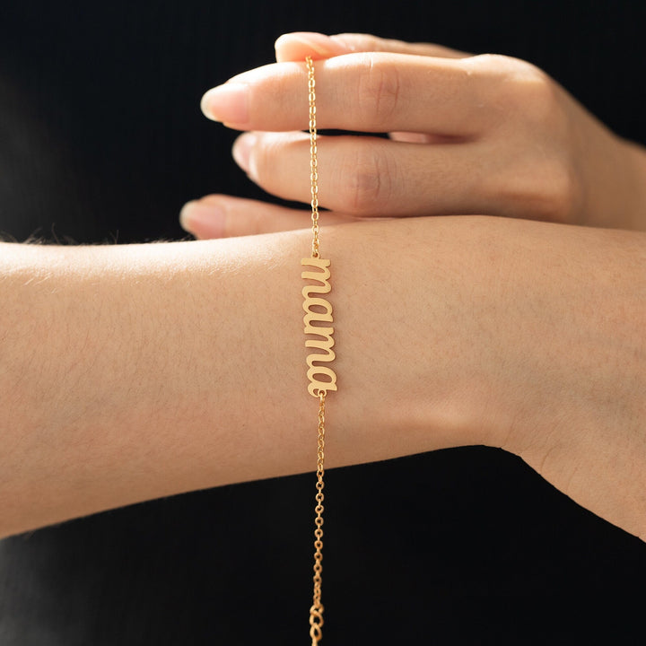 Custom Name 'Mama' Gold Bracelet for Mother's Day - Doozy Diamonds