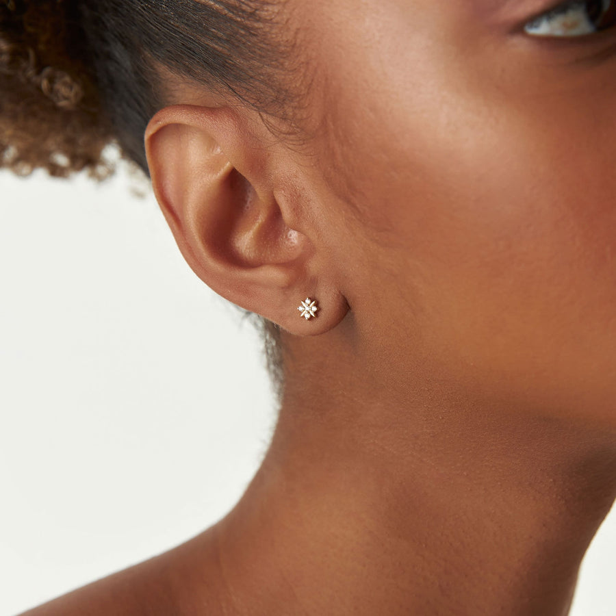 Floral Diamond Stud Earrings Birthday Gift for Women - Doozy Diamonds