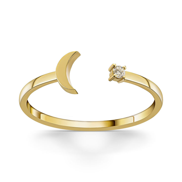 Moon Star Diamond lab grown diamond Open Engagement Ring in Yellow Gold - Doozy Diamonds