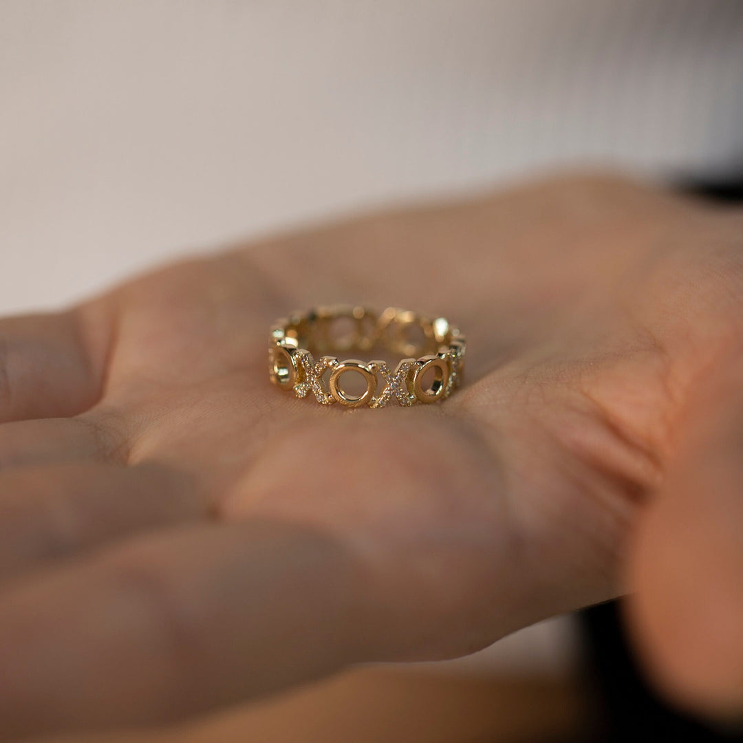 Hugs and Kisses Diamond XO Ring in 14Kt solid Gold for Her - Doozy Diamonds