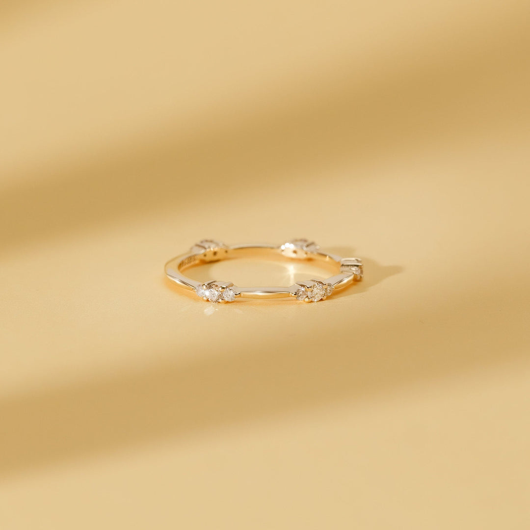Round Cut Diamond Dainty Wedding Band for Women - Doozy Diamonds