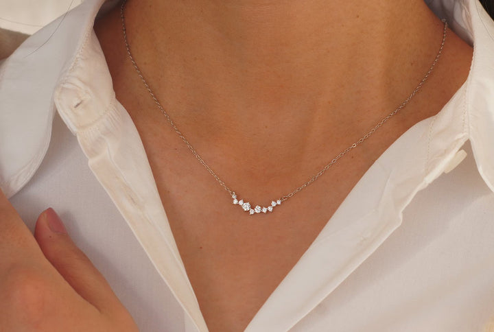 Round Cut lab grown diamonds Necklace in Solid Gold - Doozy Diamonds