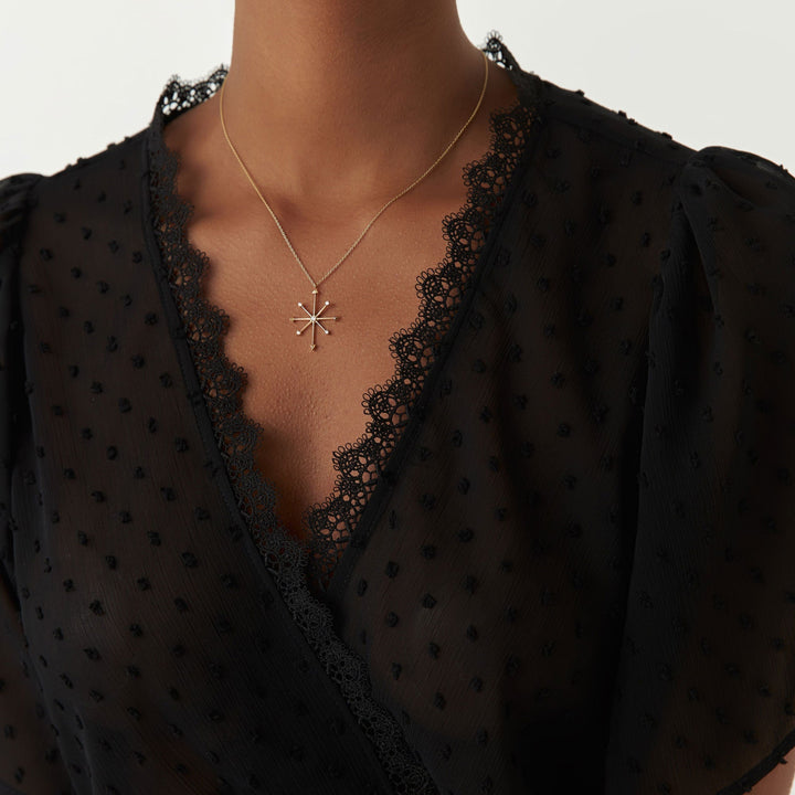 14k Solid Gold Diamond Compass Charm Necklace for Women - Doozy Diamonds