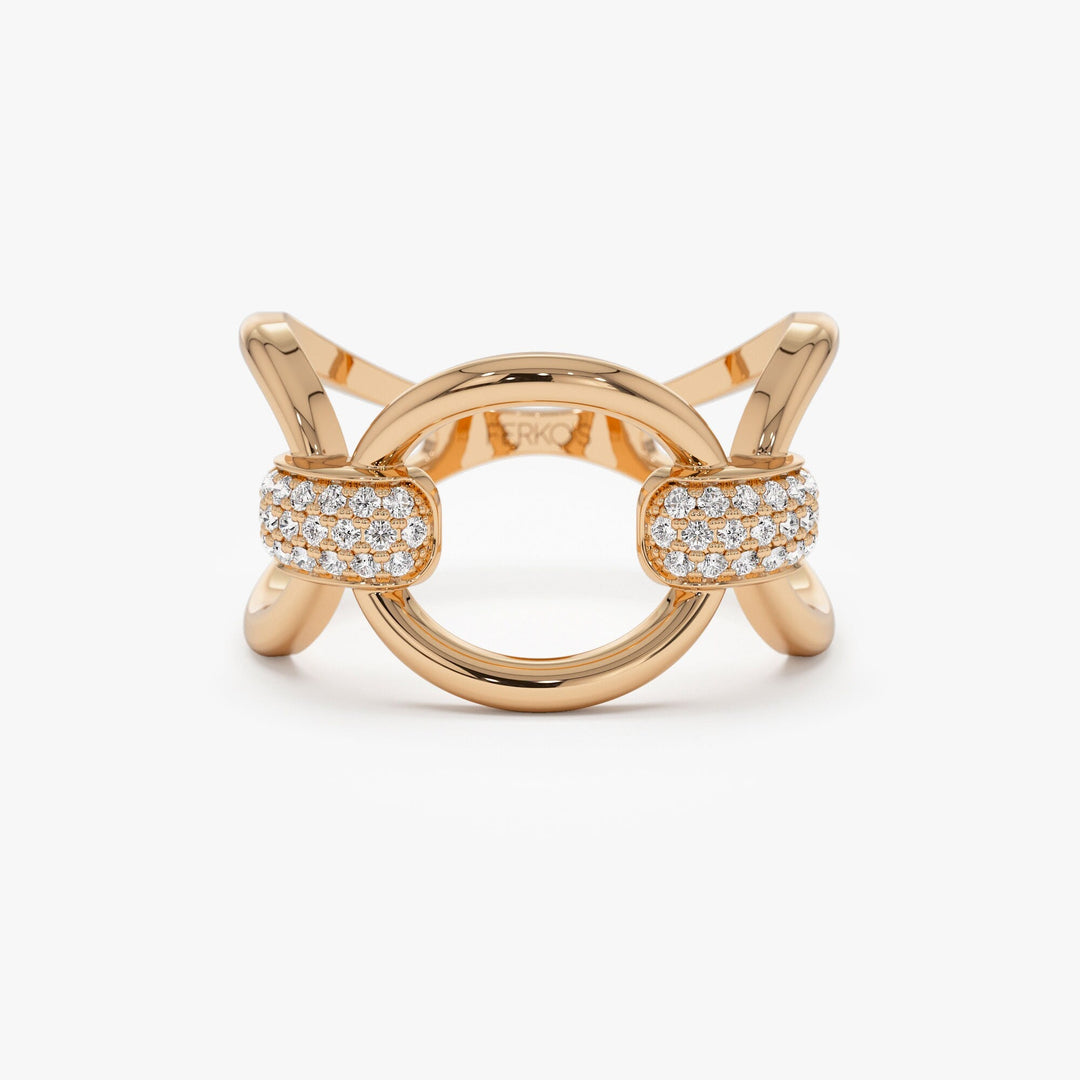 18k Solid Gold Bold Loop Diamond Wedding Ring for Women - Doozy Diamonds