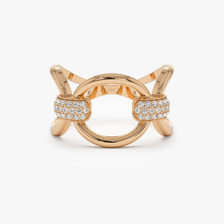 18k Solid Gold Bold Loop Diamond Wedding Ring for Women - Doozy Diamonds