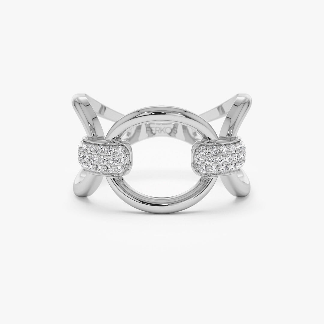 18k Solid Gold Bold Loop Diamond Wedding Ring for Women - Doozy Diamonds
