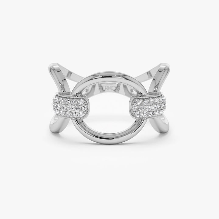 18k Solid Gold Bold Loop Diamond Wedding Ring for Women - Doozy Diamonds