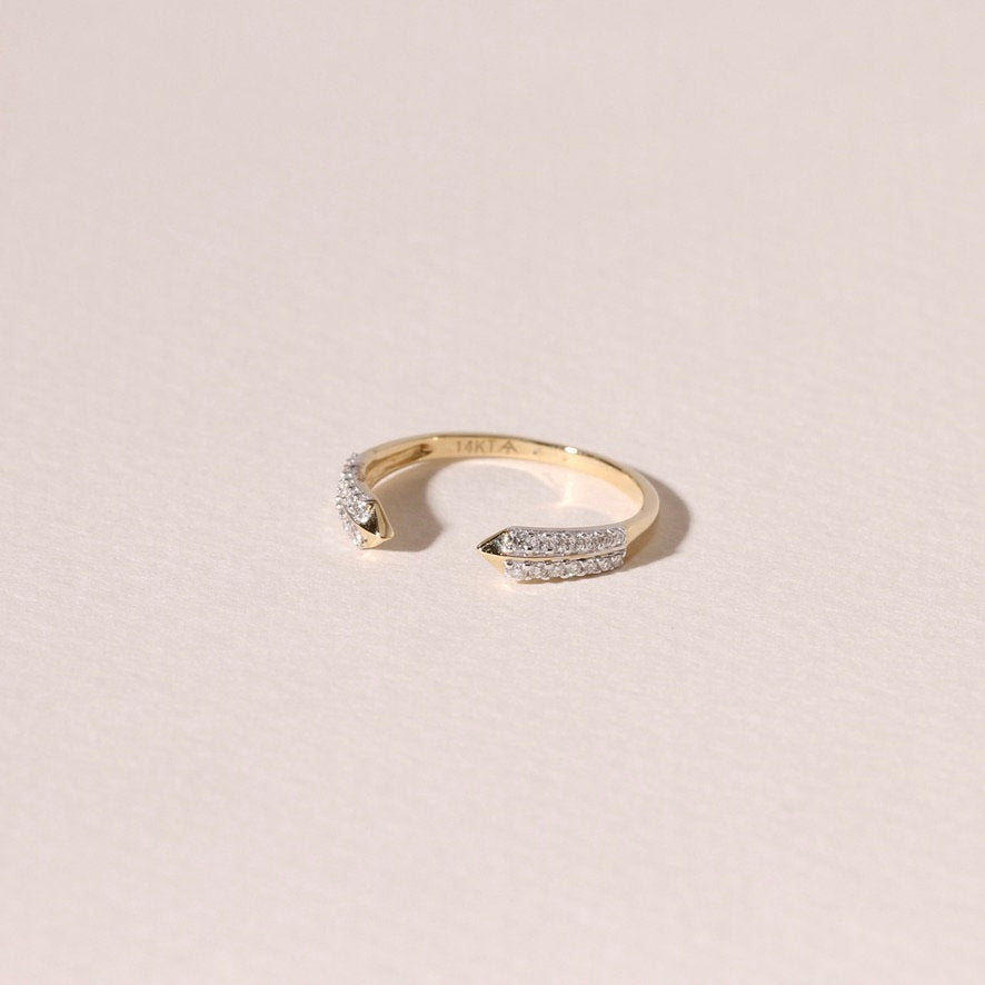 Round Cut Diamond 14k Gold Pave Open Claw Wedding Ring - Doozy Diamonds