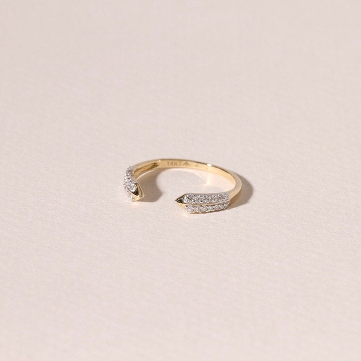 Round Cut Diamond 14k Gold Pave Open Claw Wedding Ring - Doozy Diamonds