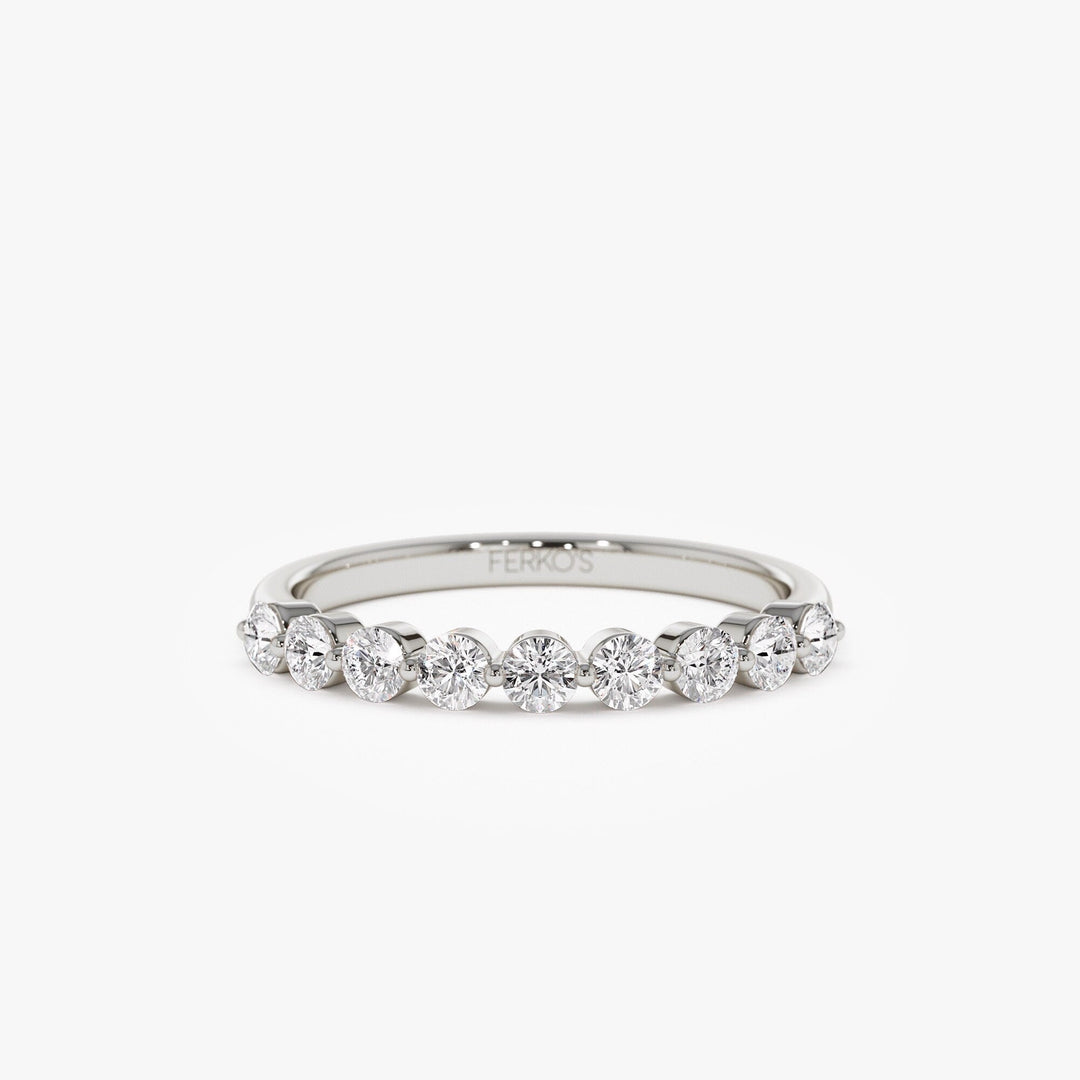 Round lab grown diamonds Shared Prong Wedding Band in Gold - Doozy Diamonds