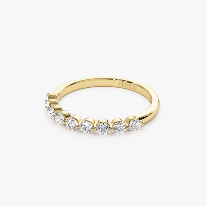 Round lab grown diamonds Shared Prong Wedding Band in Gold - Doozy Diamonds