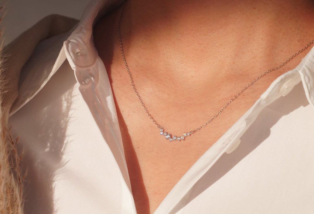 Round Cut lab grown diamonds Necklace in Solid Gold - Doozy Diamonds