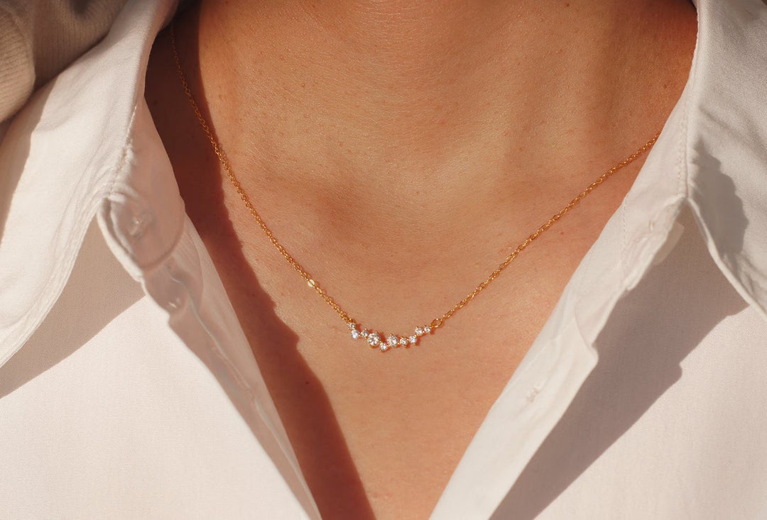 Round Cut lab grown diamonds Necklace in Solid Gold - Doozy Diamonds