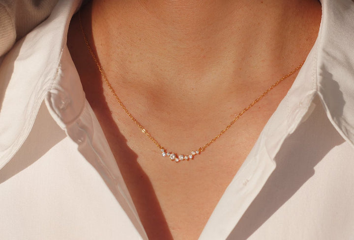 Round Cut lab grown diamonds Necklace in Solid Gold - Doozy Diamonds