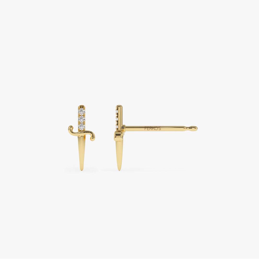 Round Cut Diamond Dagger Studs Sword Earrings for Women - Doozy Diamonds