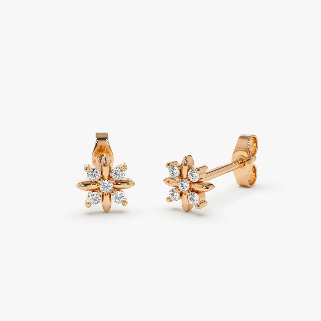 Floral Diamond Stud Earrings Birthday Gift for Women - Doozy Diamonds