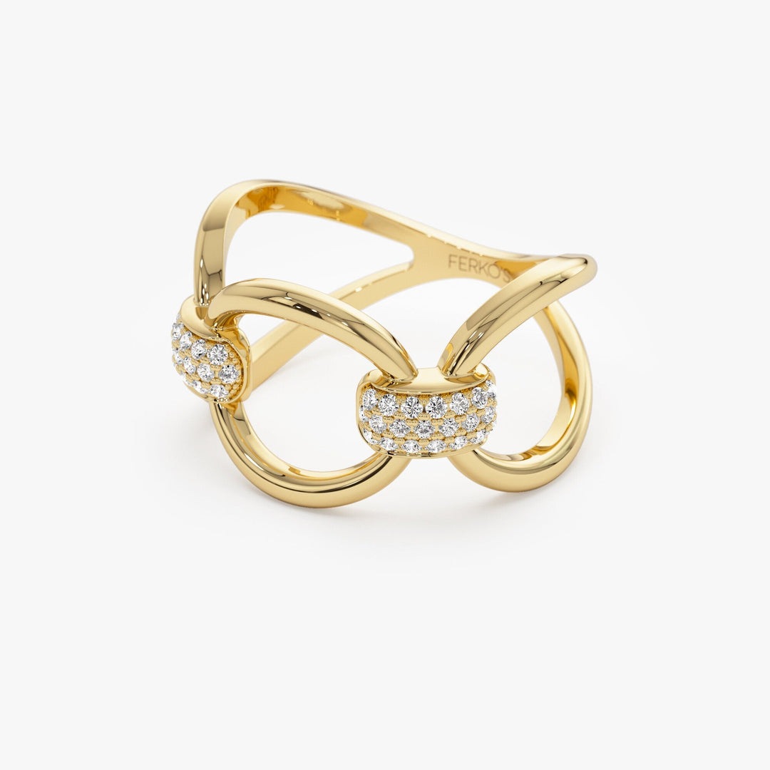 18k Solid Gold Bold Loop Diamond Wedding Ring for Women - Doozy Diamonds
