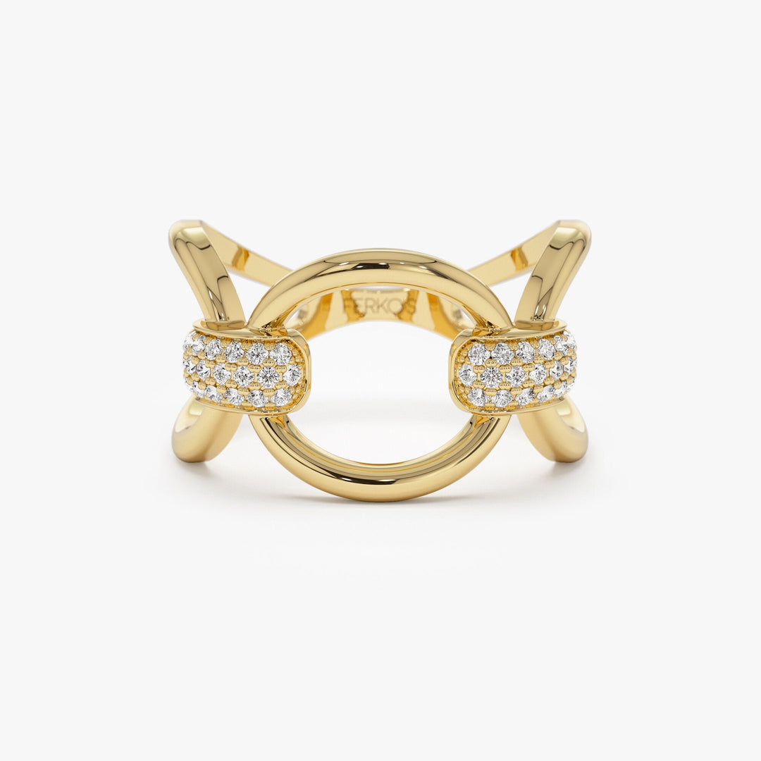 18k Solid Gold Bold Loop Diamond Wedding Ring for Women - Doozy Diamonds