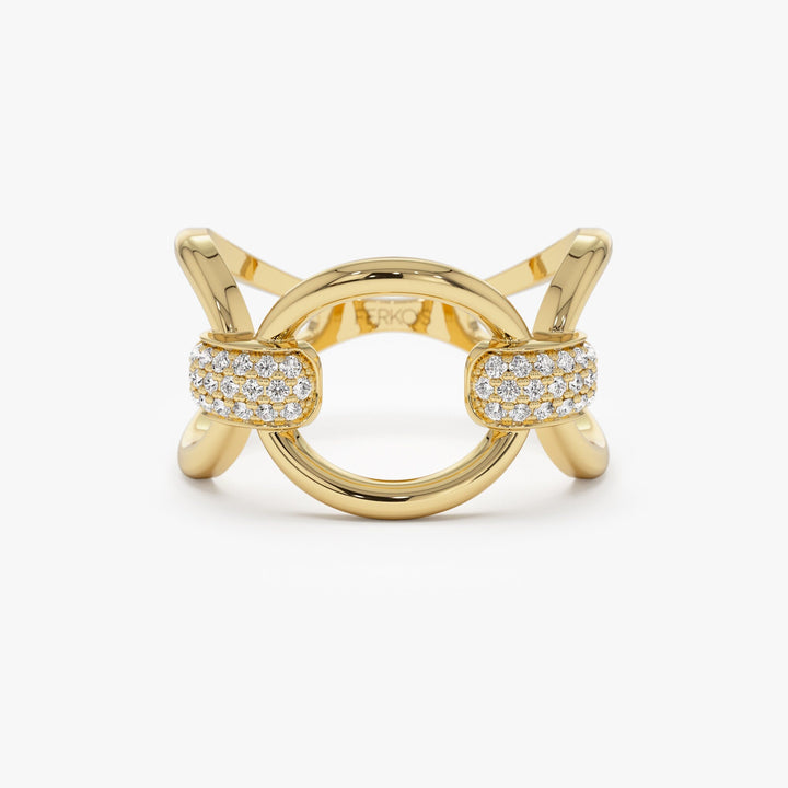 18k Solid Gold Bold Loop Diamond Wedding Ring for Women - Doozy Diamonds
