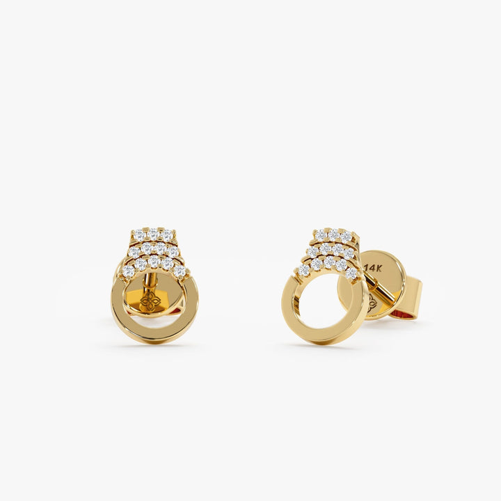 Round Cut Diamond Handcuff Stud Earrings for Christmas Gift - Doozy Diamonds