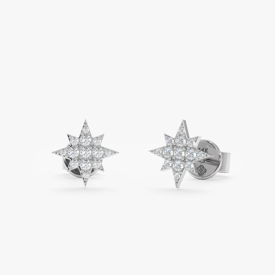 Round Cut Diamond Star Celestial Earrings for Her - Doozy Diamonds