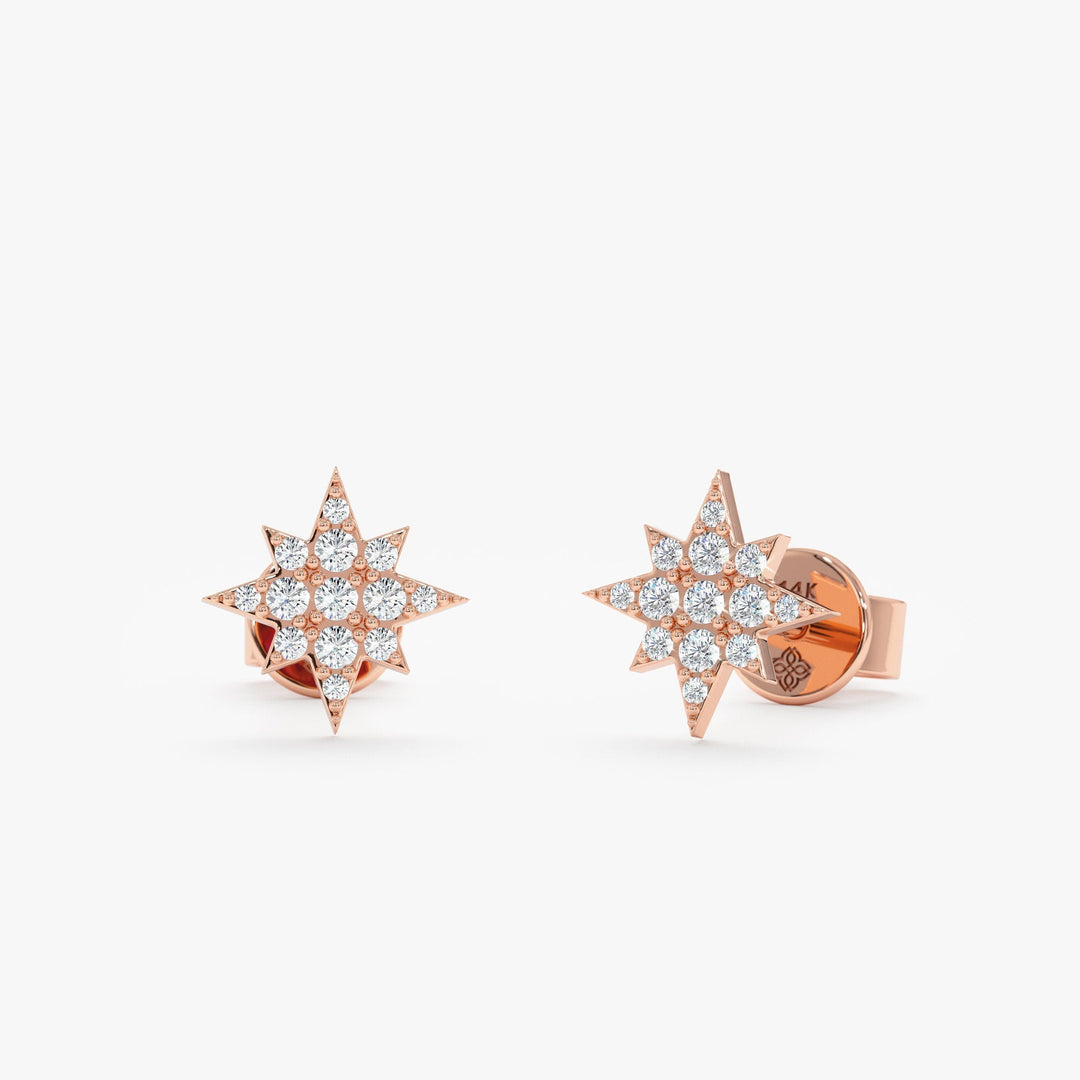 Round Cut Diamond Star Celestial Earrings for Her - Doozy Diamonds