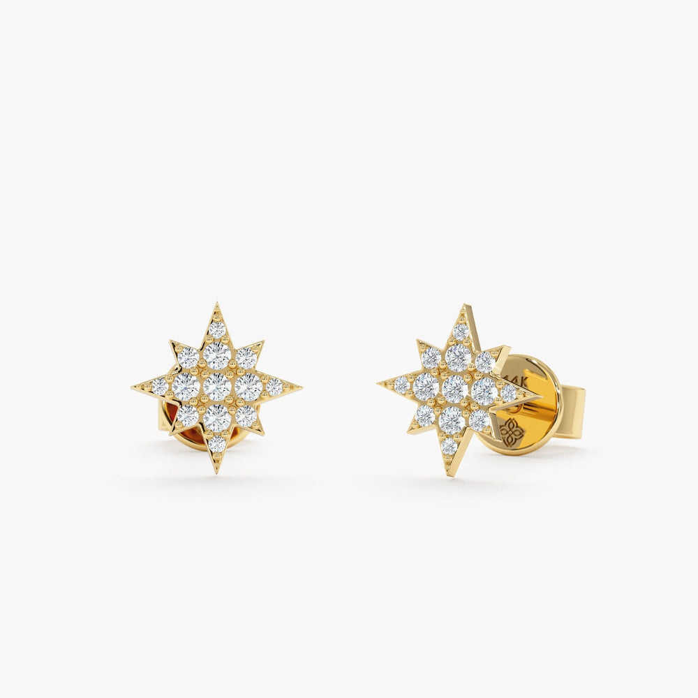 Round Cut Diamond Star Celestial Earrings for Her - Doozy Diamonds