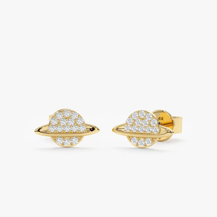 0.13CT Round Saturn lab grown diamonds Stud Earrings For Women - Doozy Diamonds