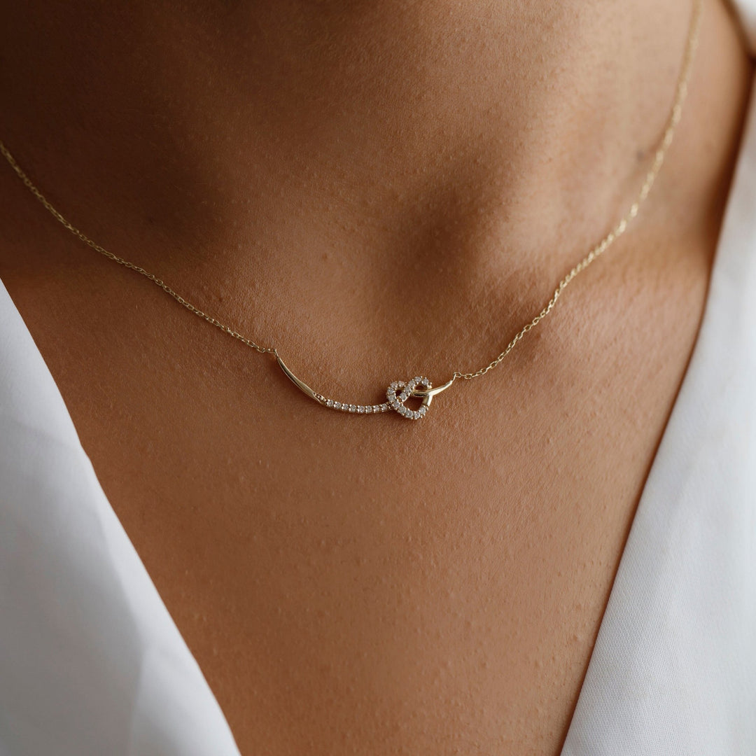 Heart Shape Diamond lab grown diamond Necklace in 14K Yellow Gold - Doozy Diamonds