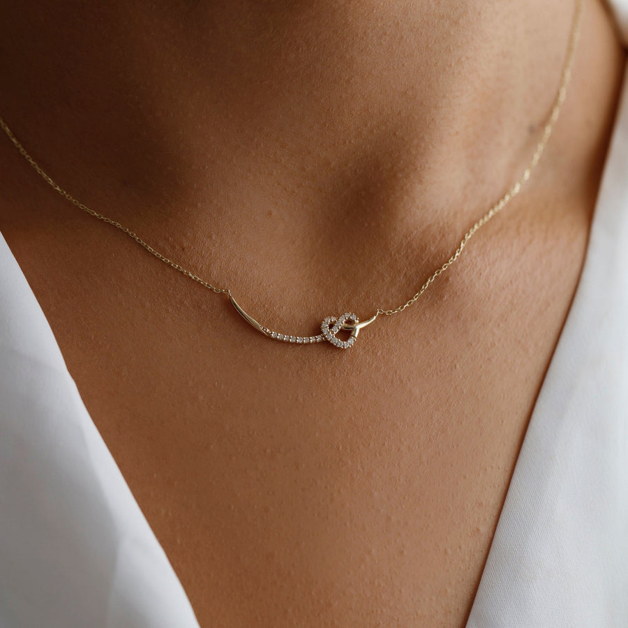 Heart Shape Diamond lab grown diamond Necklace in 14K Yellow Gold - Doozy Diamonds