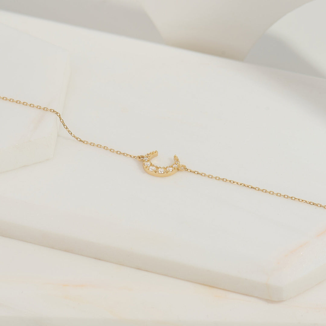 Round Cut Diamond Moon Bracelet For Women - Doozy Diamonds