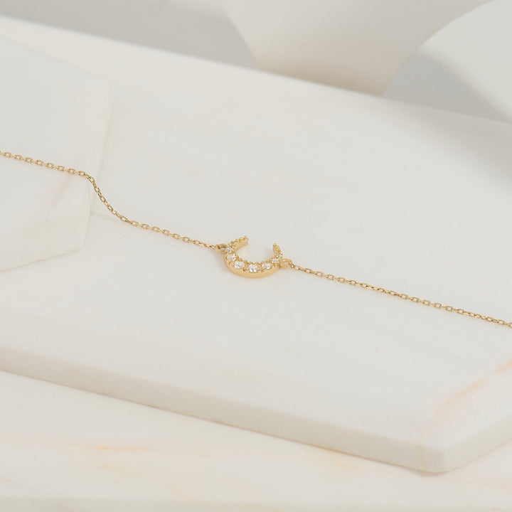Round Cut Diamond Moon Bracelet For Women - Doozy Diamonds