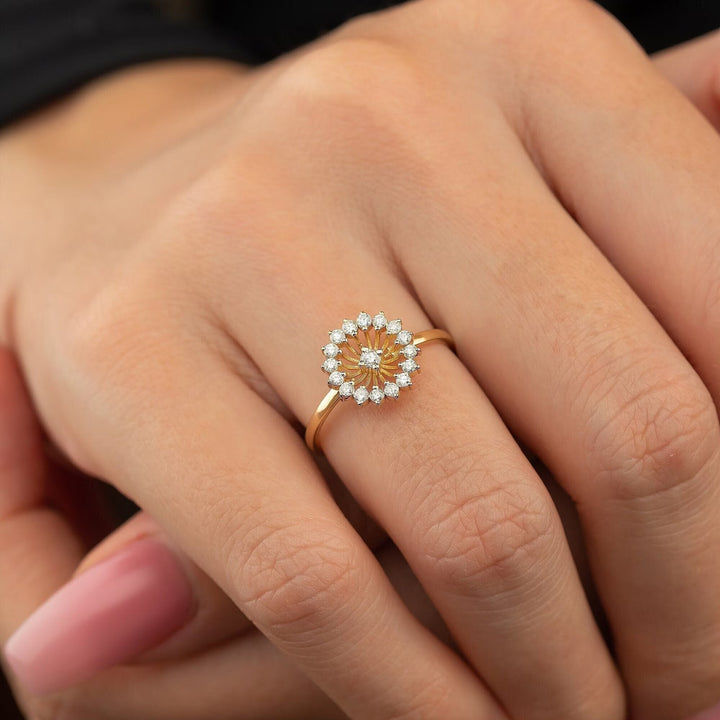 Round Cut Flower Diamond lab grown diamond Wedding Band in Gold - Doozy Diamonds