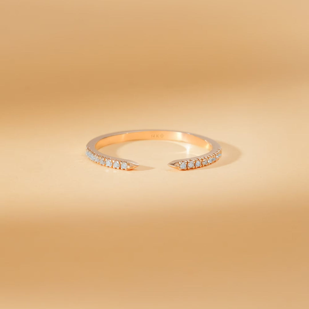 0.18CT Round Open lab grown diamonds Wedding Band In 18K Yellow Gold - Doozy Diamonds