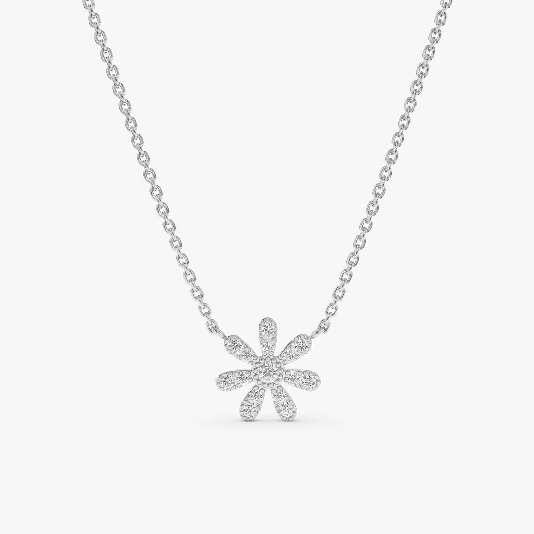 Round Cut Diamond Flower Necklace for Women - Doozy Diamonds