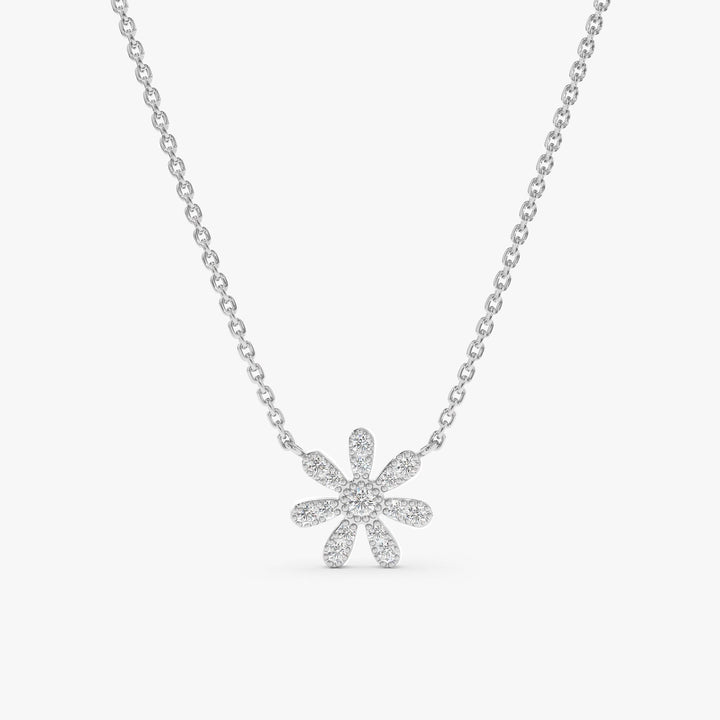 Round Cut Diamond Flower Necklace for Women - Doozy Diamonds