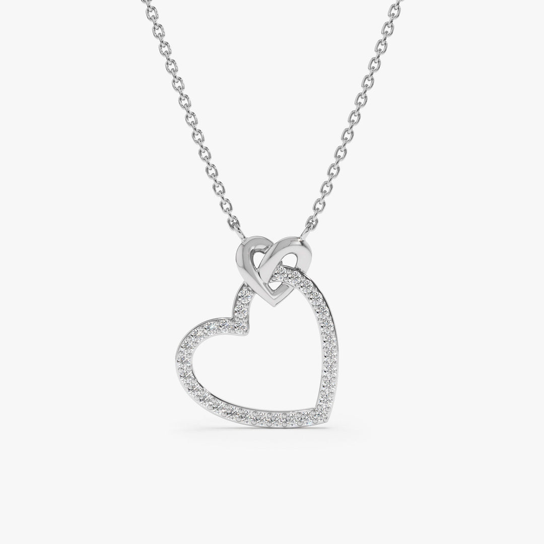 Round Cut Diamond Heart Necklace for Her - Doozy Diamonds