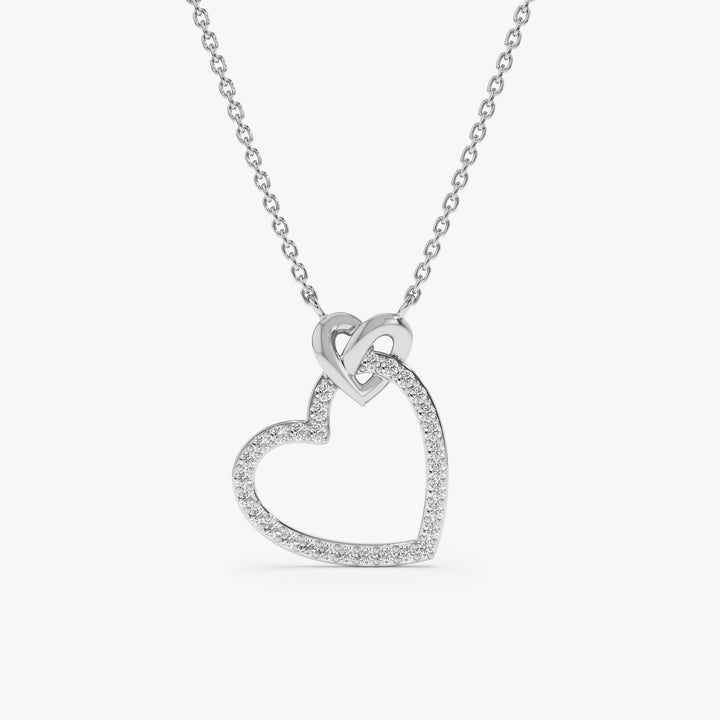 Round Cut Diamond Heart Necklace for Her - Doozy Diamonds